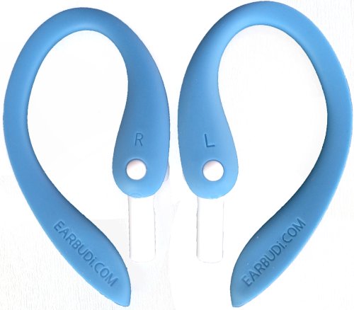 EARBUDi Ear Hooks, Adjustable Rubber Ear Loops, Made for Wired EarPods, Compatible with Apple EarPods, Blue