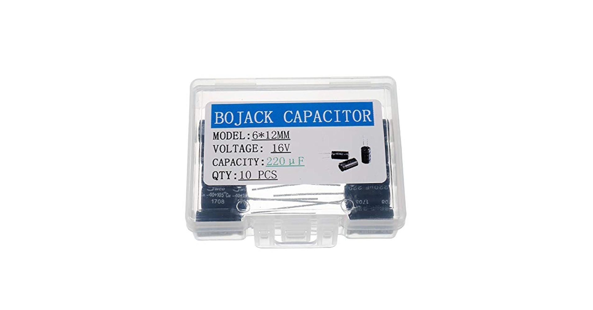 BOJACK 6X12mm 220uF 16V 220MFD 16Voltage ±20% Aluminum