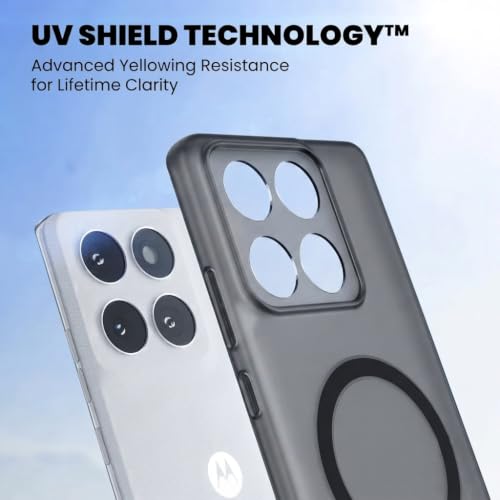 Image of DIZORO Matte Case for Motorola Moto G67 Power Compatible with MagSafe, Camera Lens Full Protection, Shockproof Translucent Frosted TPU Soft Phone Cover, Anti-Fingerprint (Black)