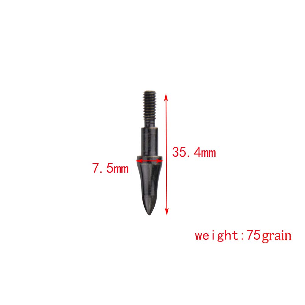 50 Stück Bogenschießen Jagdspitzen 75 Grain Pfeilspitze Screw-In Pfeilspitzen Jagd Pfeil Spitzen Point für Recurve und Compound Bow