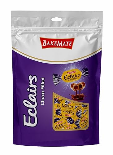 Image of BakeMate Eclairs Choco-Filled Soft Toffee | Chocolate-Coated Eclairs Candy | Delicious & Creamy Chocolate Center | Perfect for Gifting & All Ages | 750g Pack