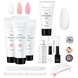 Makartt Poly Nail Gel Nail Extension Gel Clear Builder Nail Gel for Nails Bundle with Makartt Poly Nail Extension Gel Kit with LED Lamp, Clear Pink Solution