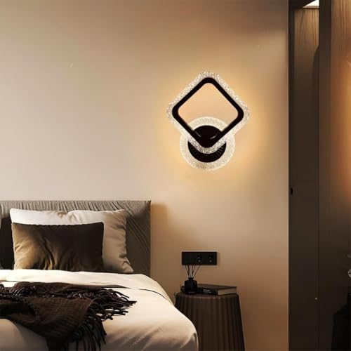 Image of fizzytech Crystal LED Wall Light, Modern Gold Finish Decorative Wall Lamp with 3 Colour Changing Modes for Living Room, Bedroom, Hallway & Home Decor, Pack of 2