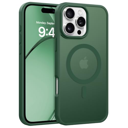 Image of BENTOBEN Magnetic for iPhone 16 Pro Max Case 6.9 inch, [Compatible with Magsafe] Cute Slim Frosted Matte Military Shockproof Protective Bumper Girl Men Phone Cover for iPhone 16 ProMax, Dark Green