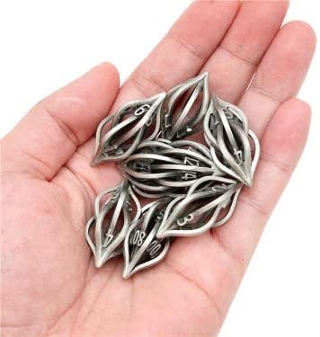 FOXBITE Juego de 7 dados de metal morado DD juego de dados poliédricos para dados de mazmorras y dragones juego de dados de juego de rol salpicados