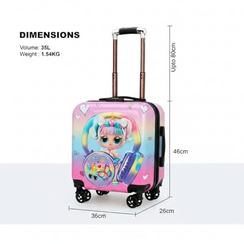 Image of Kids Carry On Luggage with Wheels, 18-inch Hard Shell Suitcase for Boys & Girls, Lightweight Toddler Rolling Travel Bag with Retractable Handle, Durable Hardside Spinner Suitcase for Airplane Travel