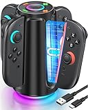 Switch 2 Ladestation Kompatibel mit Nintendo Switch 2 Ladestation, Quad Controller Aufladestation Docking Station Zubehör Charger für Joycon Controller mit 8 RGB-Lichtmodi, Oval