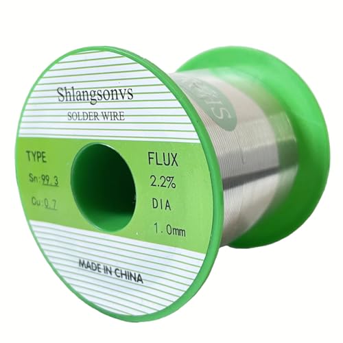 Image of Lead Free Solder Wire Sn99.3 Cu0.7 Tin Wire Rosin Core Flux Content 2.2% Flow Well Electronics Soldering Wire (200g /0.44lb, Wire gauge 1mm /0.039in)
