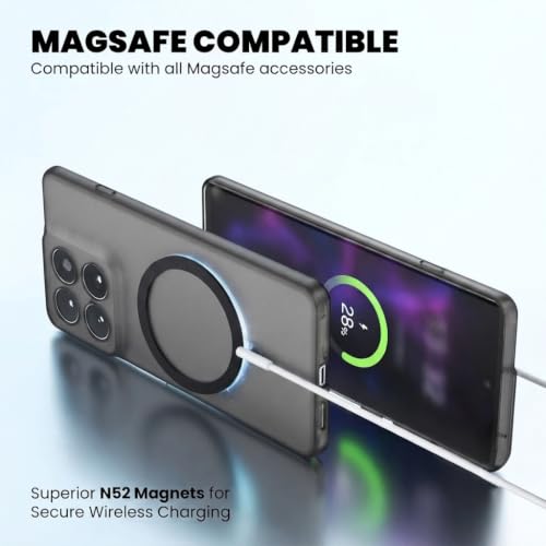Image of DIZORO Matte Case for Motorola Moto G67 Power Compatible with MagSafe, Camera Lens Full Protection, Shockproof Translucent Frosted TPU Soft Phone Cover, Anti-Fingerprint (Black)
