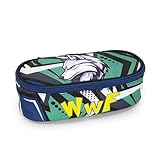 WWF - Astuccio Scuola Ufficiale WWF, Astuccio Ovale per Bambini e Ragazzi, Ideale per Riporre la Cancelleria, con Divisorio Interno con Passanti Elastici e Pratica Chiusura a Zip, 22x7Hx9,5 cm, Blu
