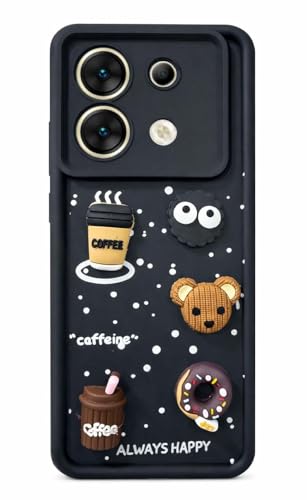 Image of Bintage Cute Fun Taddy| 3D Ball Bear| Donut| Coffee Rubber Case Full Body & Camera Protection Back Cover Compatible for Infinix Zero 30 5G - Black