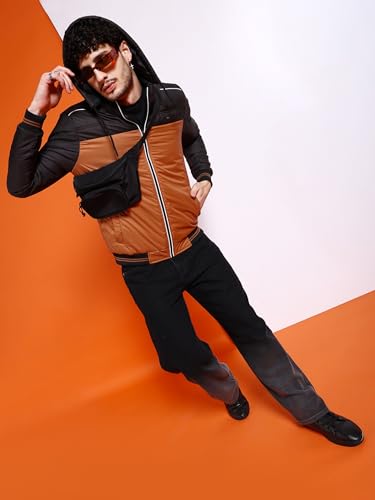 Image of The Indian Garage Co Men Regular Fit Colourblocked Bomber Jackets