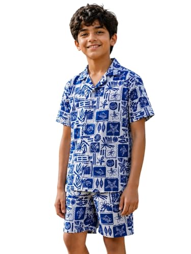 Image of Ninos Dreams Boys Cotton Rayon Halfsleeves Coord Set with Shirt & Shorts /Boys Vacation wear /boys co ord set /Boys Tropical print Shirt & Shorts set /Boys Clothing Set