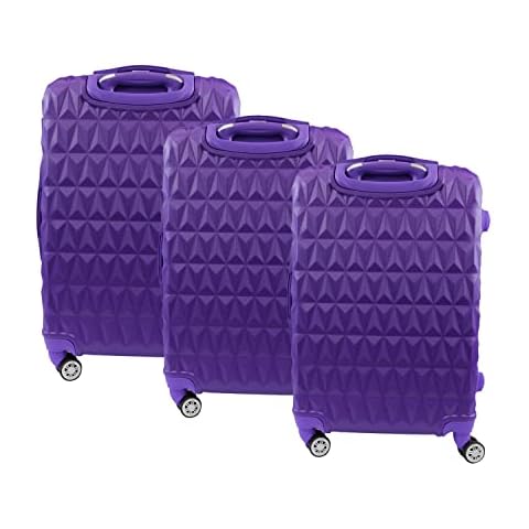 COZYBRITE Travel Cabin Luggage Suitcase Set of 3 with 4 Wheels Hard Shell Telescopic Drag Handle Carry-ons Small Medium Large Lightweight (Purple) Cover