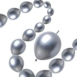 50 Pcs Quick Link Balloons Silver Metallic 10inch, Latex Linking Balloons for Balloon Wall/Arches/Chains, Birthday Party Wedding Anniversary Graduation Arch Party Decor (silver)