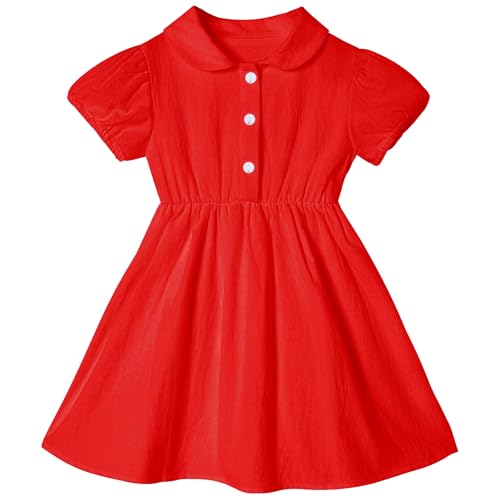 Toddler Girl Dress with Puff Sleeve Baby Tutu Sundress Casual Outfit Cute Dress for Girls 1-7Y