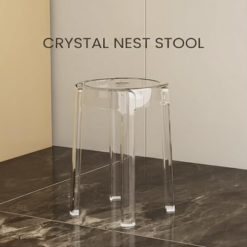 Image of The Artment your artistic apartment Transparent Color CrystalNest Acrylic Stackable Round Accent Stool, Modern Side Stool for Living Room, Bedroom and Home & Office (Set of 3)