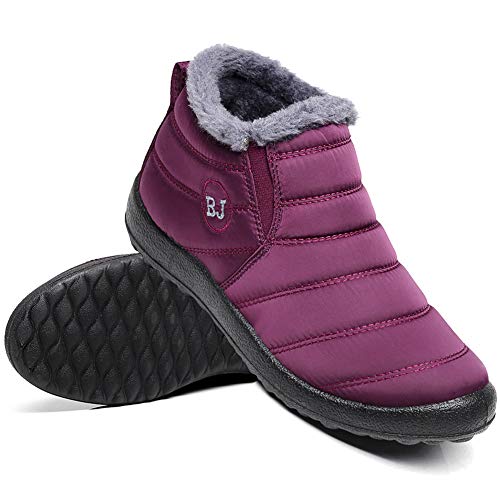 Image of Winter Snow Boots for Women Men, Lightweight Water-Resistant Boots | faux fur lining, rubber sole, warm winter wear, dog walking, errands, light snow, indoor outdoor