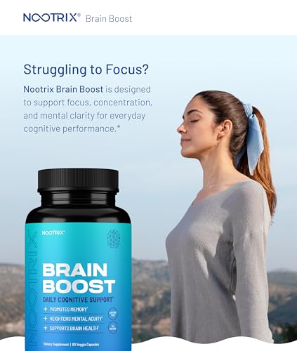 Nootrix Brain Boost Nootropic Supplement | Supports Memory, Mental Focus, Cognitive Health & Energy | Promotes Healthy Mood & Brain Function | Ginkgo Biloba & DMAE | 180 Capsules - Image 3