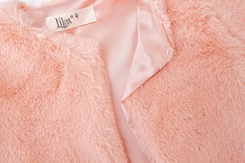 Image of Lilax Girls Cozy Faux Fur Long Sleeve Crew Neck Dress Coat