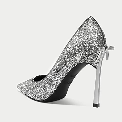 Castamere Women Stiletto High Heel Close Pointed Toe Slip-on Pumps Bow-Knot Wedding Party Sexy Dress Classic Shoes3