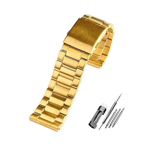 Bracelet de montre résistant pour remplacer le vôtre acier inoxydable noir or 26mm