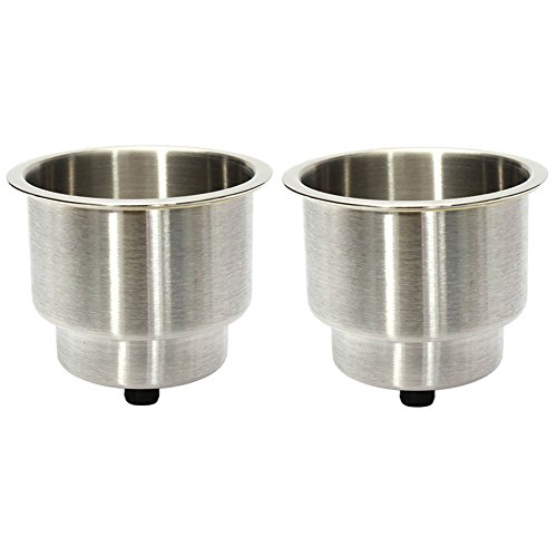 Marinebaby 2PCS Stainless Steel Cup Drink Holder with Drain Marine Boat Rv Camper