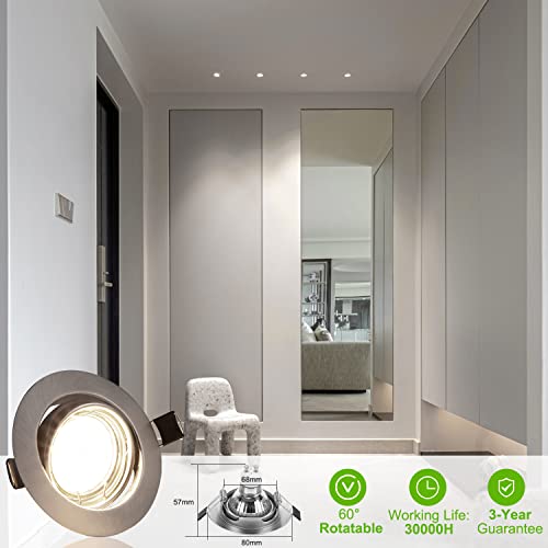 Bojim Spot LED Encastrable Plafond Orientable, 10x 6W Éclairage Encastré GU10 Blanc Neutre 4000K Spot Plafond 550lm Equivalente de 54W 120°d'éclairage 220V Métal Nickel Non Dimmable IP20 - Image 7