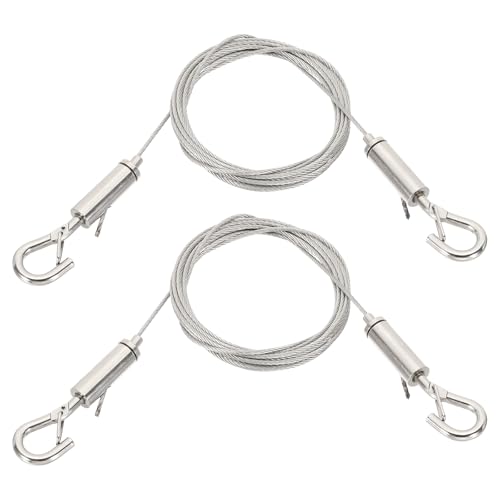 Image of PATIKIL 2 Pcs Adjustable Picture Hanging Wire Kit, 3 Meter /9.8ft Fit for 1.5mm Wire Heavy Duty Stainless Steel Wire Rope Hanger Hardware for Hanging Mirrors, Frames, Lamps, Billboards