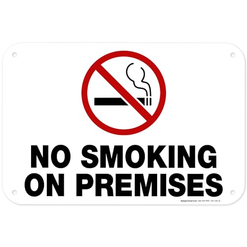 No Smoking No Premises Sign, 12x18 Inches, 55 mil thick HDPE (high density polyethylene), Made in USA by My Sign Center