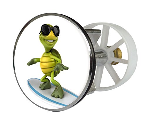 Preisvergleich Produktbild Waschbeckenstöpsel Design Surfing-Turtle / Abfluss-Stopfen aus Metall / Excenterstopfen / 38 40 mm