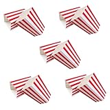 ANDRESLAD 10 piezas Cajas Rayadas de Papel Rojo Unidades Contenedor para Fiesta Cumpleaños y Cine Bolsas para Snacks y Dulces Clásicas y Seguras para Adultos
