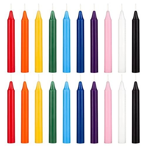 Mega Candles 20 Pcs Unscented Assorted Colors Mini Taper Candle, 4 Inch Tall X 1/2 Inch Diameter, Great For Casting Chimes, Rituals, Spells, Vigil, Witchcraft, Wiccan Supplies, Meditation & More #TOP5
