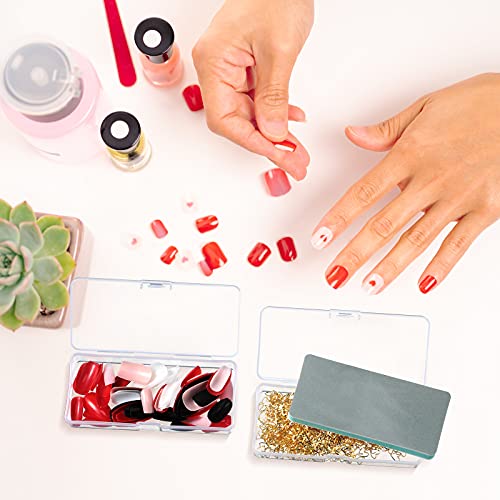 Blulu 18 Pieces Small Plastic Case Small Storage Containers Transparent Storage Case Plastic Box with Lid Containers for Bobby Pin Swab, Craft, Jewelry, Coin, Screw, Bead (3.9 x 1.6 x 0.6 Inch)