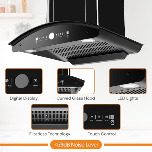 Image of BLOWHOT 60cm 1750 m /h Powerful BLDC Motor Kitchen Chimney With Motion Sensor & Touch Control, Installation Kit, Filterless, Autoclean, 9-Speed Control, 15-Year Warranty (ERICA S BAC MS)