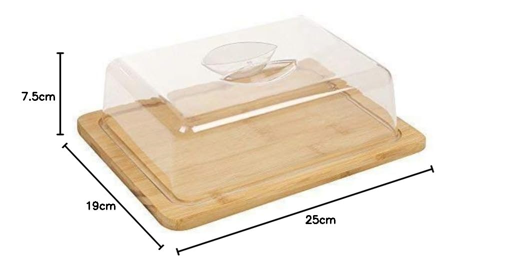 EG Homewares Bambou Plateau À Fromage & Acrylique Housse Portion Stockage Plateau Plateau en Bois Display