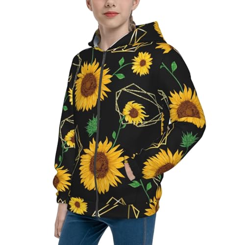 Sunflowers3 Kids Pullover Hoodies Boys Zip Up Sweatshirts Girls Athletic Clothes with Pocket