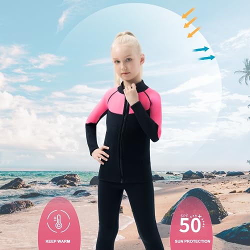 Chaquetas de traje de neopreno para niños 3mm, manga larga, con cierre frontal para deportes acuáticos, natación, buceo, surf y kayak miniatura 4