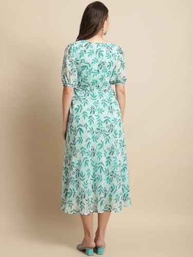 Image of Tee Projekt Women's Georgette Maxi Dress| Digital Print Floral Printed Western Ethnic Gown |Maxi Dress Casual Wear