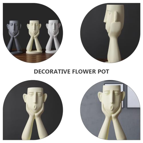 Vase en résine beige décoration maison bureau élégant - 4