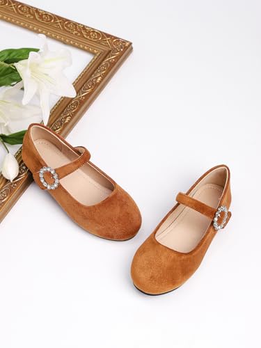 Girls Dress Shoes Ballerina Suede Flats Uniform Toddler Little Big Kid Mary Jane - Image 3