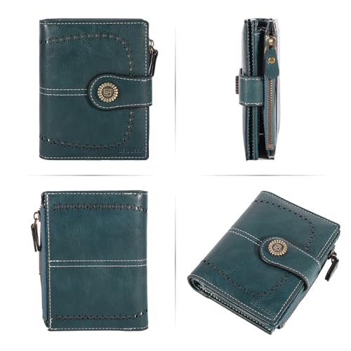 BESSEEK Womens Small Wallet Bifold Card Holder RFID Blocking Leather Wallets with Zipper Coin Pocket4