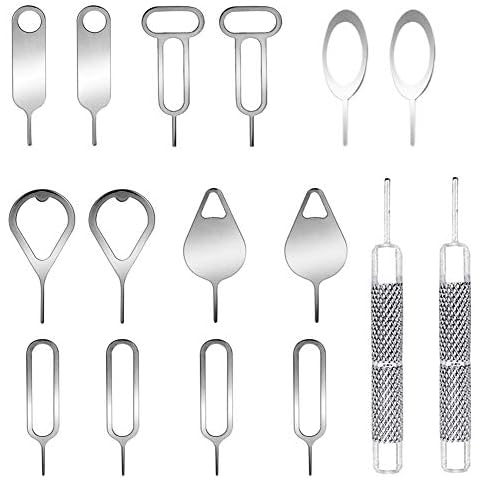 AYWFEY 16 Pieces SIM Card Removal Openning Tool Tray Eject Pins Needle Opener Ejector Compatible with All iPhone Apple iPad HTC Samsung Galaxy Cell Phone Smartphone Watchchain Link Remover Cover