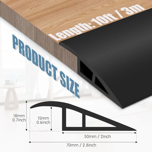 Image of Floor Transition Strip Door Threshold 118 inch Floor Transition Reducer Trim on The Edges Threshold Strip Self Adhesive Suitable for Doorways, Tiles, Carpet