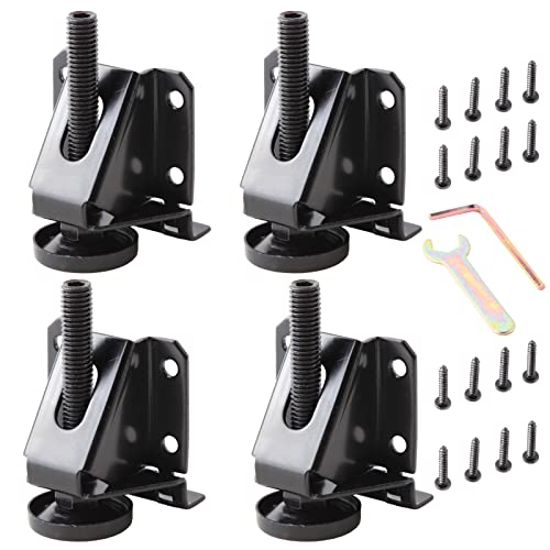 aleto Lot de 4 niveleurs de levage réglables M10 pour meubles avec vis d'installation, écrous de verrouillage et clé, étagères pour armoires, établi Cover