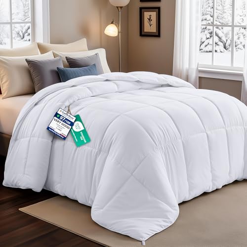 Utopia Bedding All Season 7.5 Tog Duvet with Corner Tabs - Microfiber Soft Duvet - Box Stitched Down Alternative Quilt (Single, White)