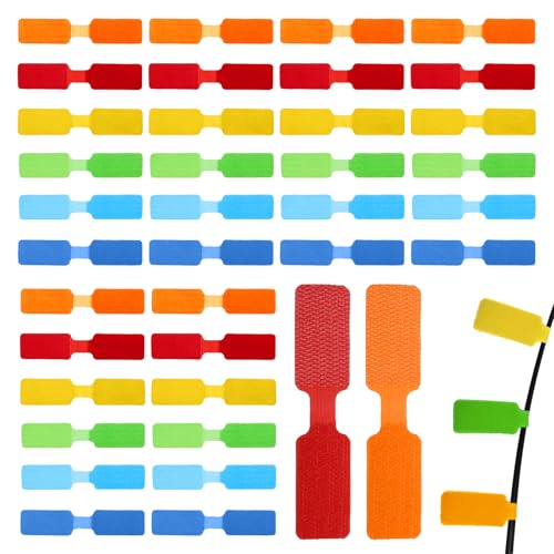 Image of 36 Pcs 6-Color Cable Label Zip Ties, Cable Cord Labels Large Size, for Organizing Wires and Identification, Multicolored Handwriting Cable Tags, Reusable with Multiple Uses (2 * 9cm)