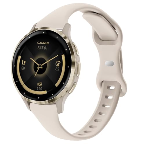 TUCOMO 18mm Slim Silicone Watch Bands Compatible with Garmin Venu 3S / Venu 4 41mm/ Vivoactive 4S / Venu 2S / Vivomove 3S/Forerunner 255s/265S Thin Soft Narrow Sport Wristband Straps for Women Men