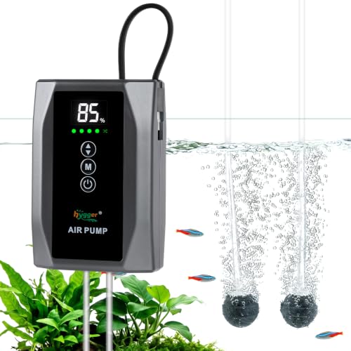 hygger Battery Powered Aquarium Air Pump up to 150 Gal with Digital Display, Quiet Fish Tank Aerator...