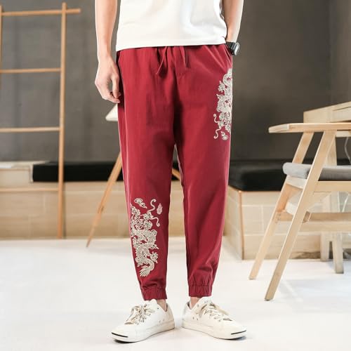 Pantalon sarouel homme style chinois décontracté large ado